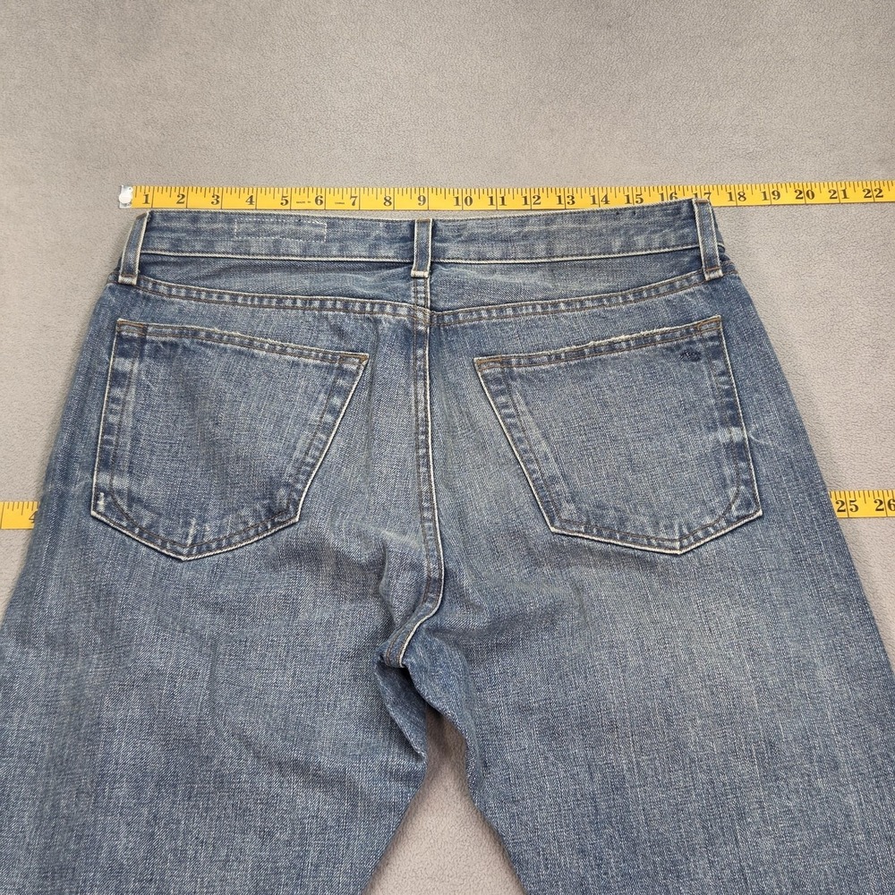 Rag & Bone Greenwich Jeans Mens Blue Straight Distressed Button Fly Fits 34x34 - Picture 4 of 12